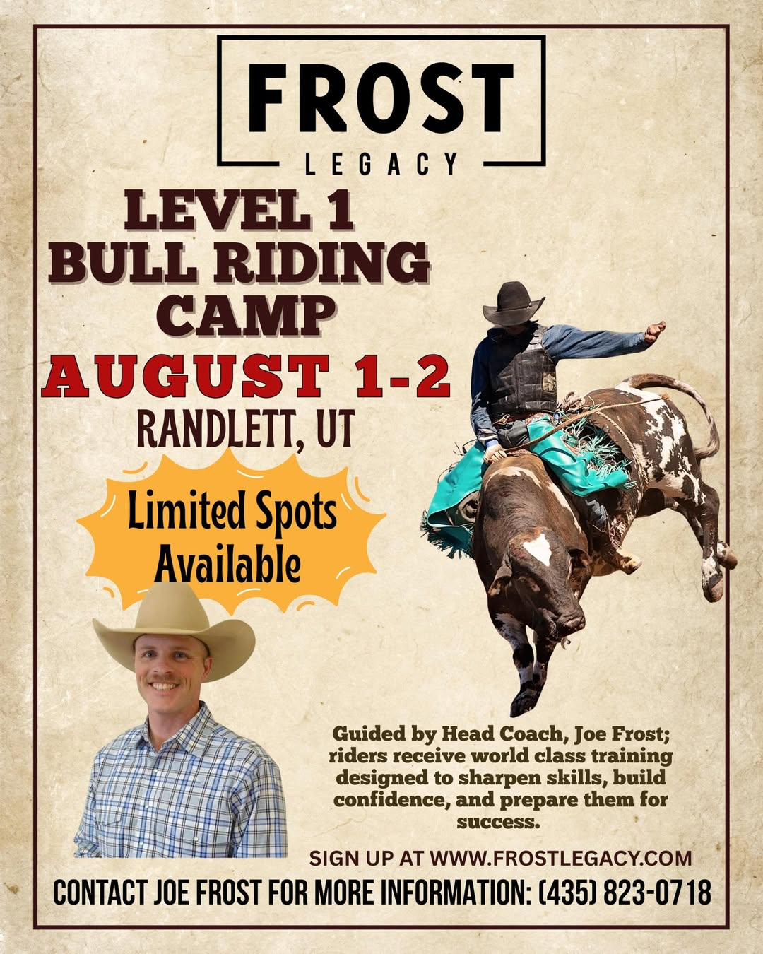 Event: Frost Legacy Level 1 Bull Riding Camp in Randlett, UT